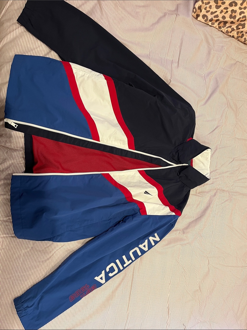 Nautica Colorblock Blue, Red & White Windbreaker Jacket
